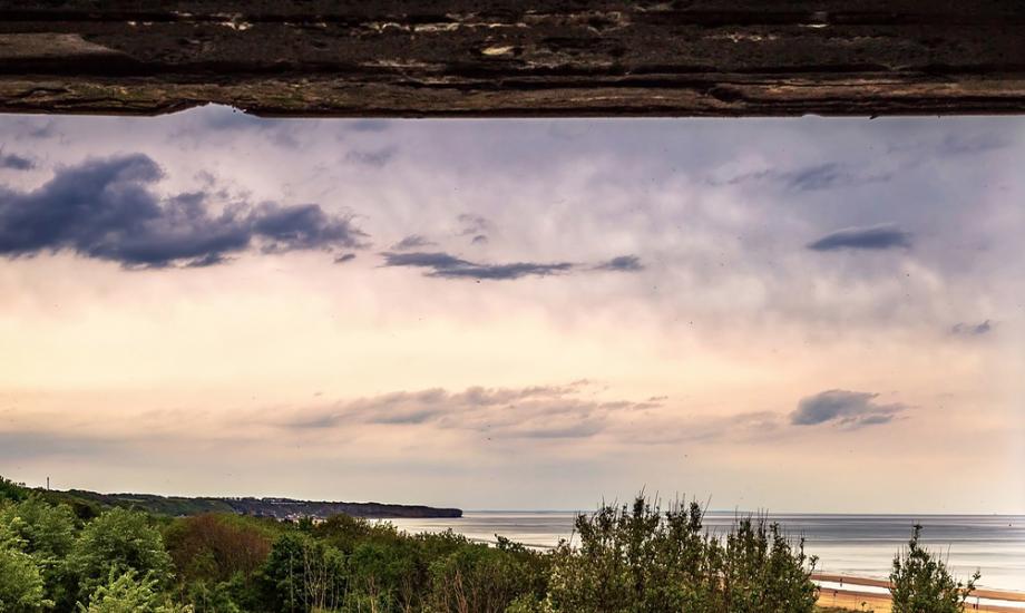 View on a beach from a wartime bunker