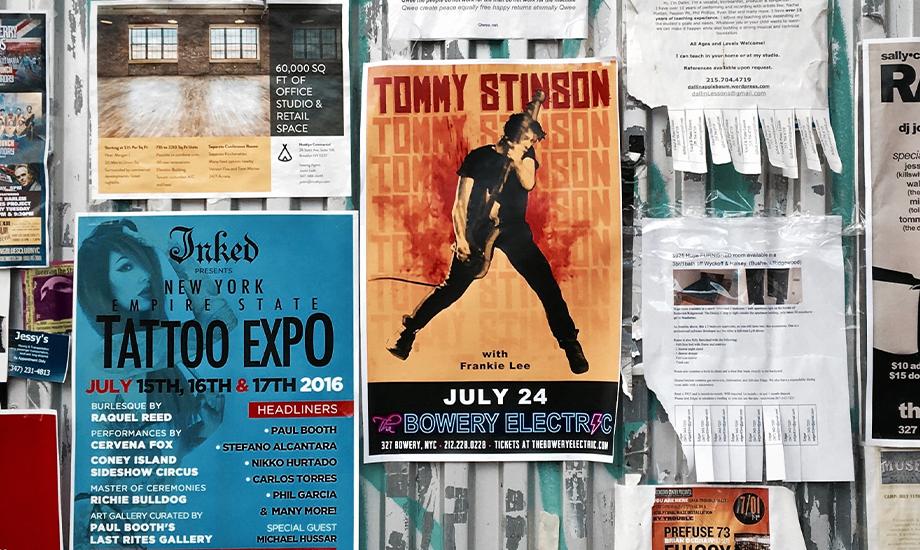 Sundry posters on a wall